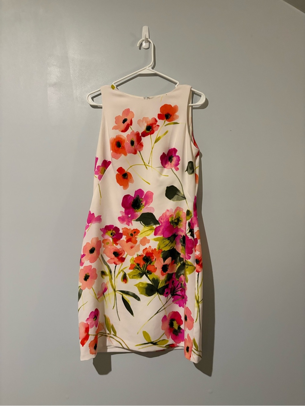 Ralph Lauren White Midi Dress with Pink & Orange Floral Print